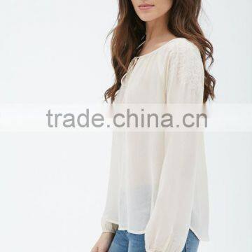 New Collection Loose Long Sleeved Chiffon Blouse Women photo-5
