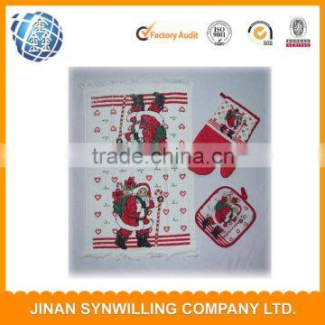Christmas Santa Printed Tea Towel 100% Cotton Novelty Gift Towel set