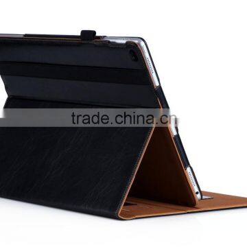 Hot Sale Vintage Card Slots Closure Faux Leather Stand Tablet Cover for Ipad Pro 9.7 Inch With Stylus Pen Strap