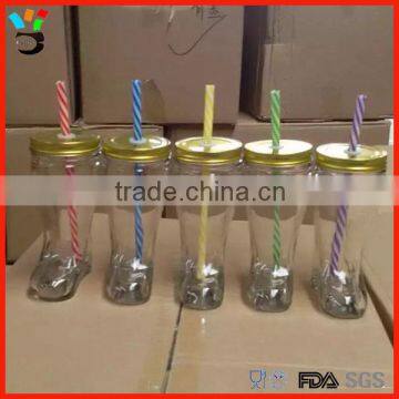 Beer Fit Featuring Machine Made Peculiar Design Clear Glass Boot Bottle With Lid & Straw