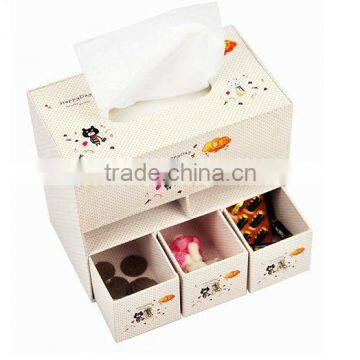 2016 New Design Exquisite Rectangular Tissue Box With 3 Drawers