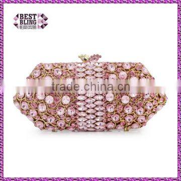 hard shell pink rhinestone clutch evening bag woman wedding purse evening crystal bag (88166A-P)