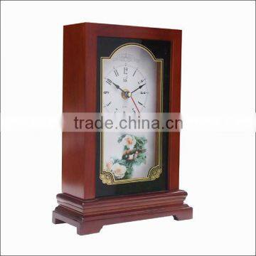 custom design quartz analog desktop clock wooden