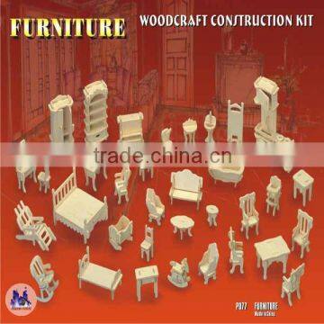 DIY Kids Wooden Dollhouse Furniture Set 3D Puzzle