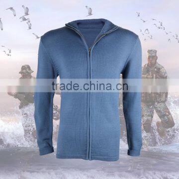 Navy blue high quality 2016 style military wool sweater with high quality for army