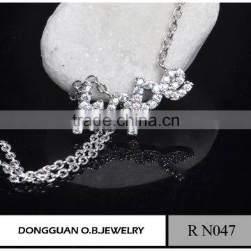 Classic Design 925 Silver Fashion Letter Hope Pendant Necklace jewelry