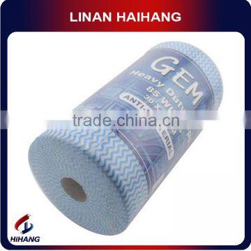Hot Selling 50%polyester and 50%viscose Mix Blue Wave Mesh Nonwoven Spunlace Glass Cleaning Chaper Fabric Roll