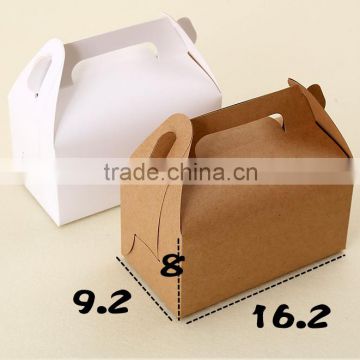 cheap 300g brown or white kraft paper cake box with handle west point box 16.2*9.2*8