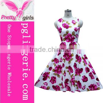 50s Dress Women Casual One Piece Dress In Floral Print