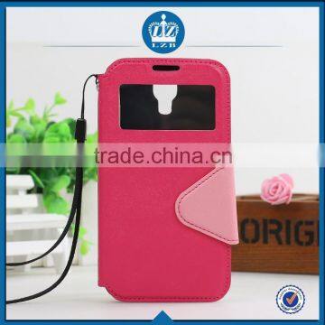 LZB Fashion contrast color series view windows premium PU leather wallet case for Nokia N625