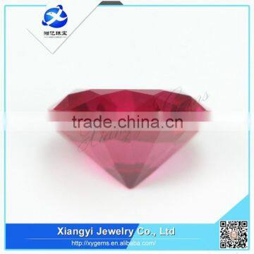 Diamond Cut Round Shape Lab Created Ruby Gemstone Bead for Jewelry