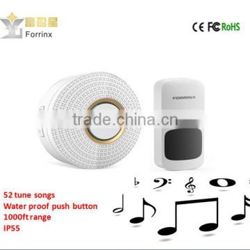 Forrinx Supply Family White door bell ring Wireless Doorbell Water Proof Push Button