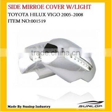 toyota hilux vigo body parts #001519 side mirror cover chrome W/LIGHT for hilux vigo 2005-2010