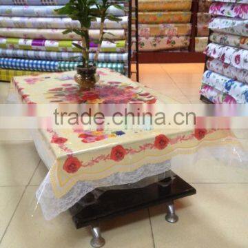 Newest transparent printed flowers all-in-one vinyl table cloth piece/roll