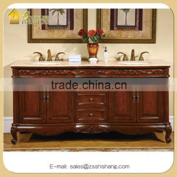 Qualified and Traditinal Double Sink Bathroom Vanity in Dark Dhestnut
