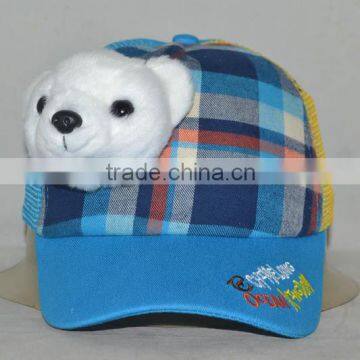 Guangzhou hat factory professional custom 100% cotton cute cartoon bear doll head baseball cap