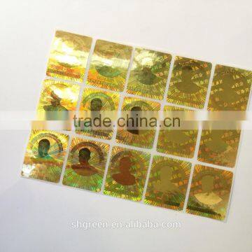 Newly design laser printing golden secutity hologram sticker