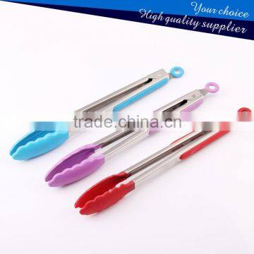 Kitchen Tongs and Red Silicone Stainless Steel food Tongs