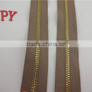 3# Gold Y Teeth Long Chain Metal Zipper Wholesaler