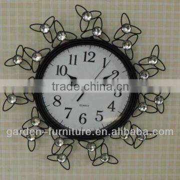 wrought iron craft stylish metal wall clock diamond