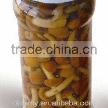 canned wild nameko mushrooms marinated in glass jar