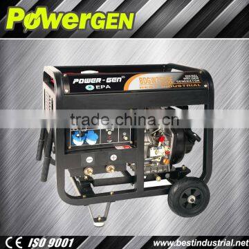 Best Seller!!!POWERGEN Air-Cooled Single Phase Portable Diesel Powered Welding Generator 5kw Electric Start