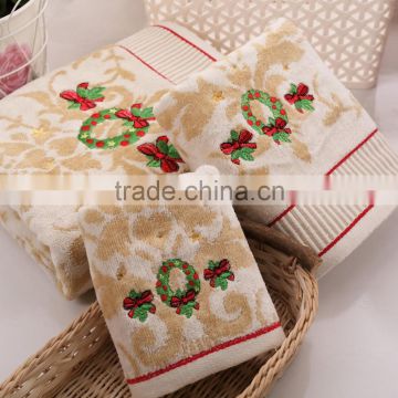 high quality cotton towel bath set with wreath pattern