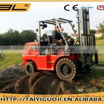 4.0T Diesel Engine Forklift, 4x4 Forklift Loader, Farm Tractor photo-2