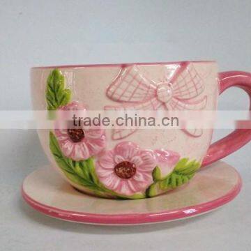 Hot sell ceramic pink teacup