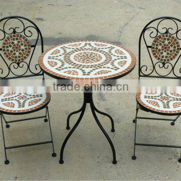 Set of 3pcs outdoor mosaic bistro set table