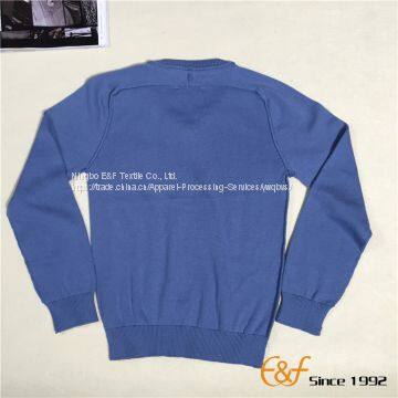 Boy's V Neck Pullover Sweater With Reverse Linking Design photo-2