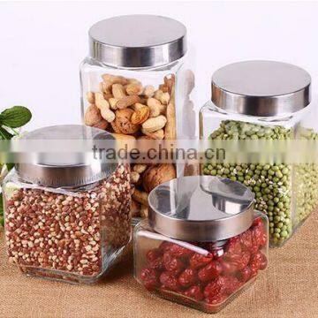 900ml Square candy glass jar square food glass jar square glass jar with lid