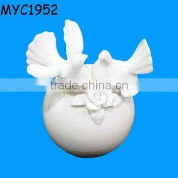White Ceramic Doves Wedding Table Decoration