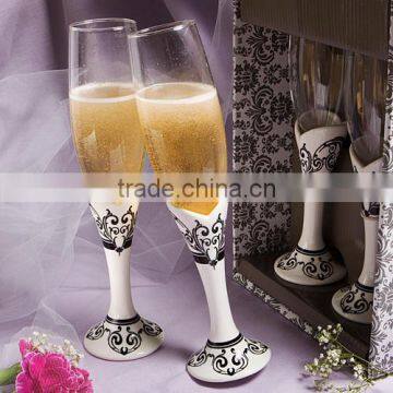 wine goblet for wedding poly resin Fleur De Lis Collection toasting flutes