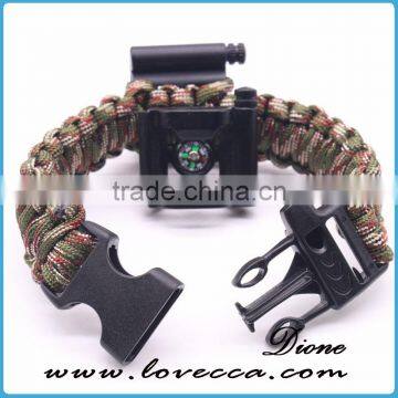 6 in 1 Bottle Opener+Whistle+Fireflint+Blade+Thermometer+Compass Buckle Outdoor Survival Paracord Bracelet photo-3