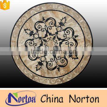 Norton yellow mixed with black round marble medallion tile lowes for sale NTMS-MM017L