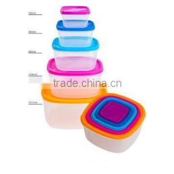 Rainbow Food Storage Set, 5pcs plastic food container,square storage box.