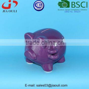 BSCI Audit Factory Simple Fashion Design Ceramic Glazed Pig Shape Coin Bank, Money Box photo-2