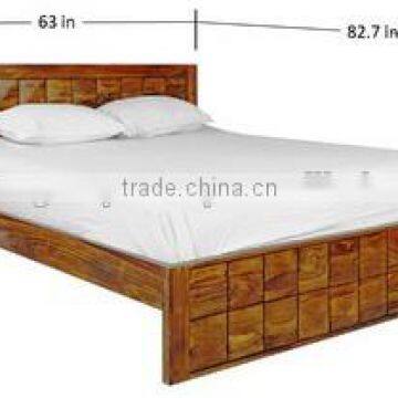 Honey Brown Color Wooden Queen Size Bed