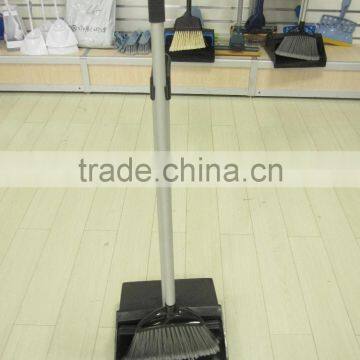 Cheap Plastic Long Handle Lobby Broom With Dustpan Sets photo-2