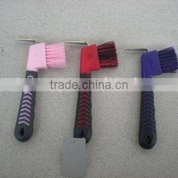 Horse hoof pick with brush