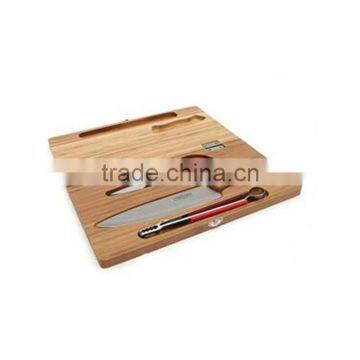 Customized bamboo cutting board with knives storage drawer, chopping blocks