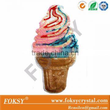 High quality ice cream iron on sequin patch applique wholesale