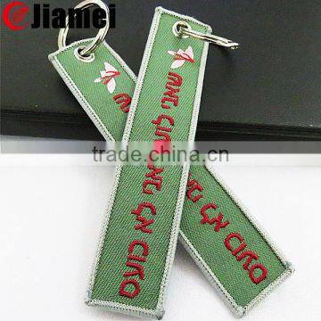 Keychain type custom embroidered key tag