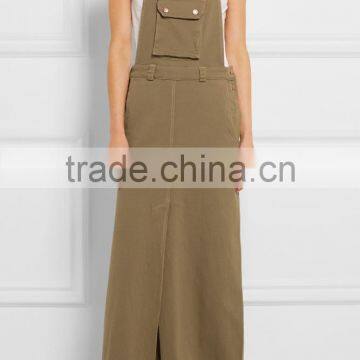 Army-green Stretch-cotton Faille Maxi Dress Snap-Fastening Shoulder Straps Names Of 15 Years Girl Without Dresses 2016 HSD5698 photo-2