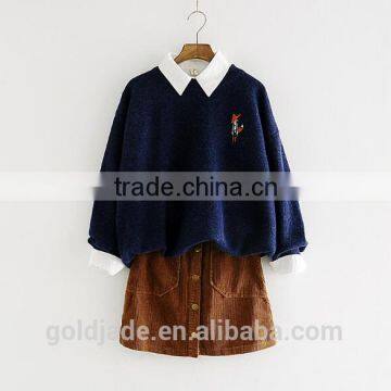 2016 New Korean Style Spring Winter Autumn Round Neck Long Sleeve Plain Women Sweater photo-2