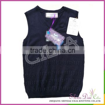 Factory sale unique design computer knitted v neck sleeveless sweater vest