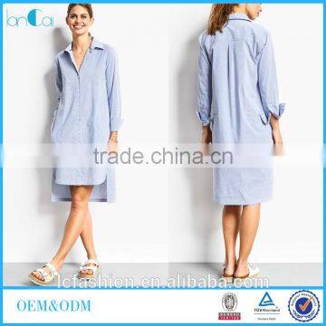 Shirt Dresses Women Long Sleeve Elegant Straight Polyester Shirt Dress Office