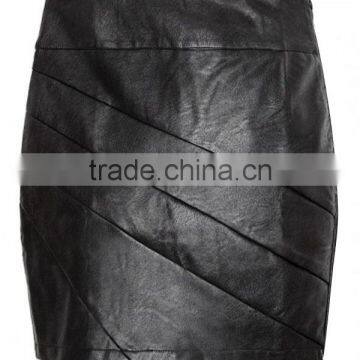2016 Summer Women Fashion Leather Plain Black Mini Sexy Skirt Suit Wrap Skirt photo-2