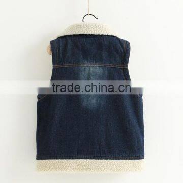 Export Warm Berber Fleece Lining Jeans Vest Jacket for Children photo-2